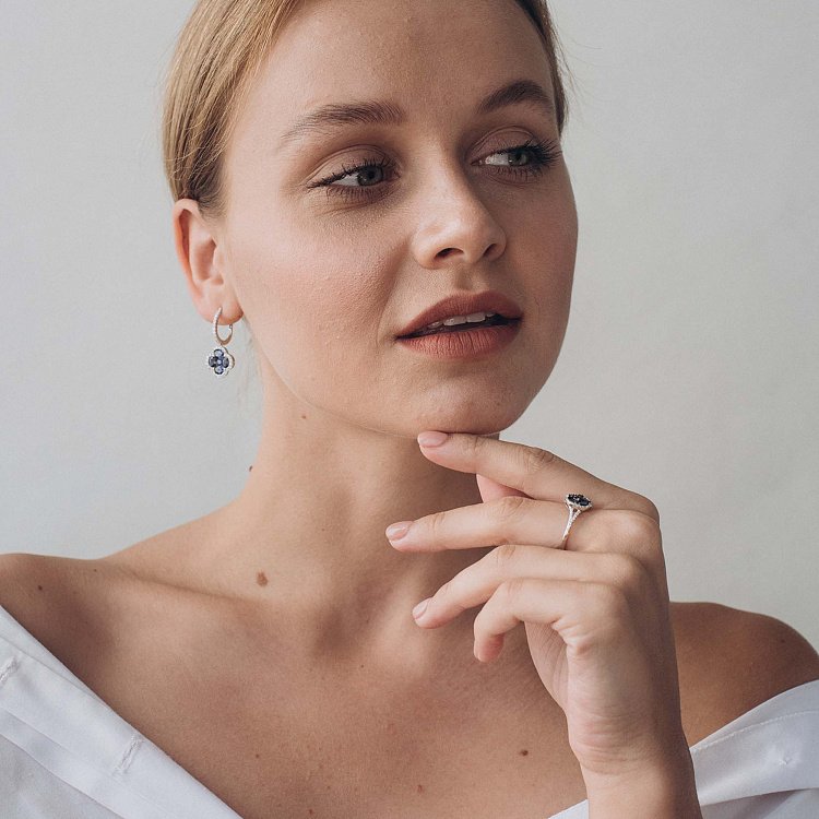 Золота каблучка (сапфір, діамант) LDR0525-p від ювелірного магазину Онікс - 4