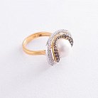 Золота каблучка з перлиною і діамантами к886 от ювелирного магазина Оникс