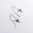 Срібні сережки - протяжки "Колібрі" (фіаніти, сапфіри) GS-02-189-3110 от ювелирного магазина Оникс