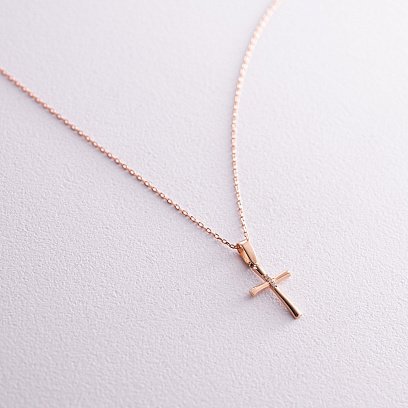 Золотое колье "Крестик" с фианитами кол02190 №5