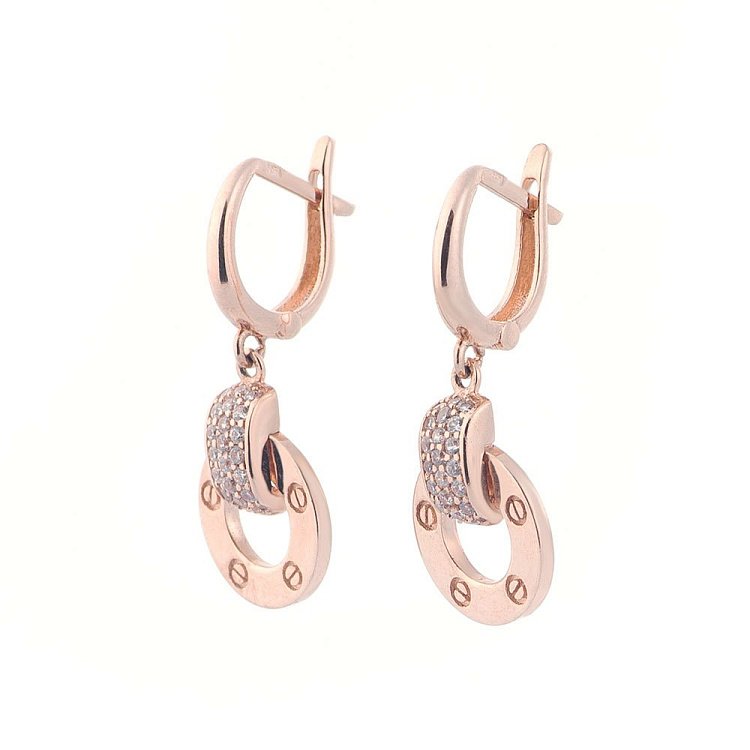 Золотые серьги с фианитами с04493 от ювелирного магазина Оникс - 1