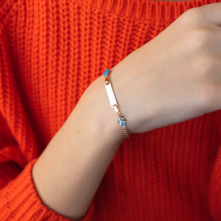 Золотой детский браслет "Смайлик" для гравировки б04732 от ювелирного магазина Оникс - 1