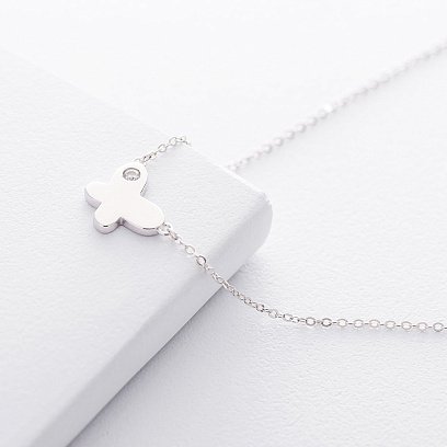 Серебряное колье с бабочкой (фианит) 18778