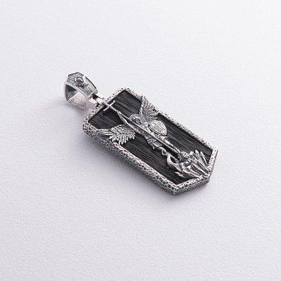 Серебряный кулон "Архангел Михаил" с эбеновым деревом 1265 №6