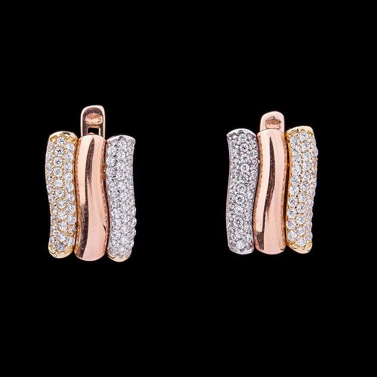 Золотые серьги с фианитами с02776 от ювелирного магазина Оникс - 3