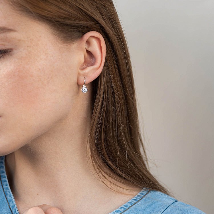 Серебряные серьги (фианит) 12917 от ювелирного магазина Оникс - 1