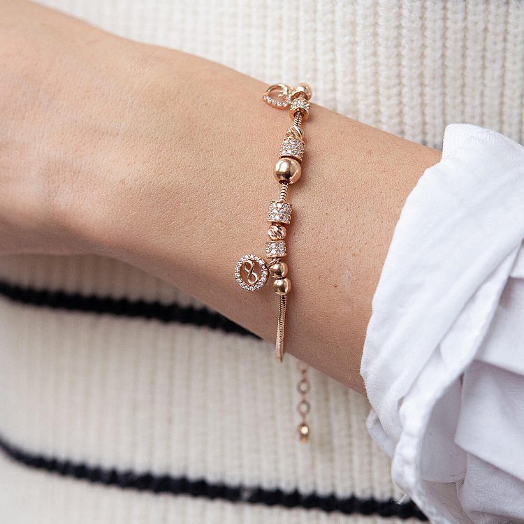 Золотий браслет "Серце і нескінченність" з фіанітами б04980 від ювелірного магазину Онікс - 5