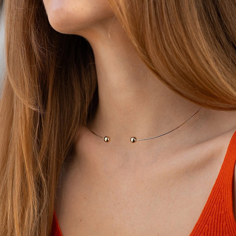 Кольє - чокер "Miley" (жовте золото) з кульками кол02548 від ювелірного магазину Онікс - 3