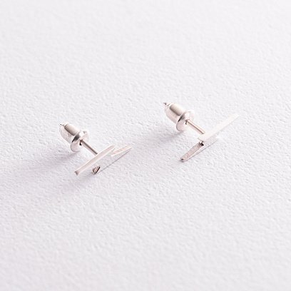 Серебряные серьги - пусеты "Молнии" 123217 №3