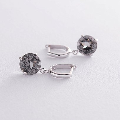 Золотые серьги "Влечение" с синтетическим топазом с05287