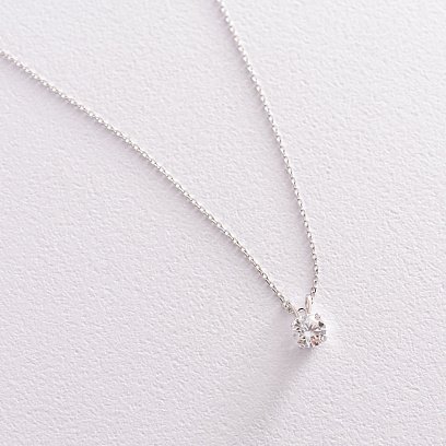 Золотое колье с одним фианитом кол01364