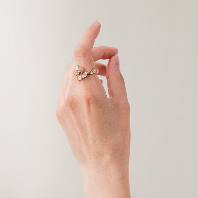 Кольцо "Змея" в красном золоте (фианиты) к08299 №2