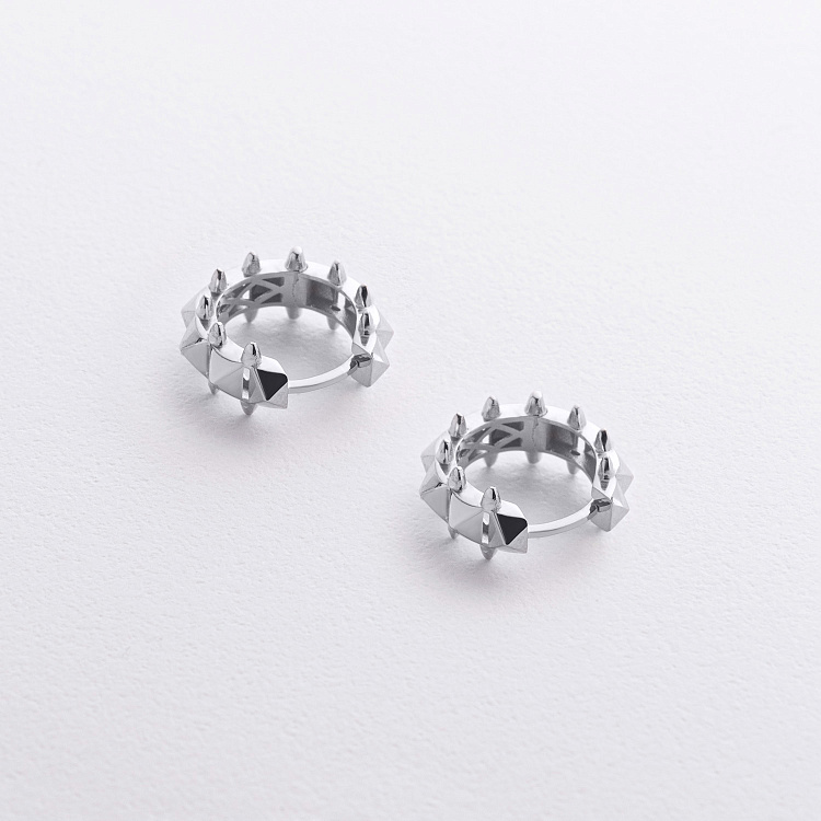 Серьги - кольца "Tamila" в белом золоте с09370 от ювелирного магазина Оникс - 1