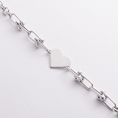 Браслет "Сердечко" в белом золоте б05665 №2
