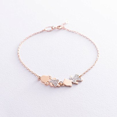 Золотой браслет "Мальчик и девочка" (фианит) б04822 №5