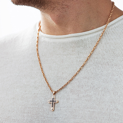 Крест в красном золоте (фианиты, эмаль) п03496 №2