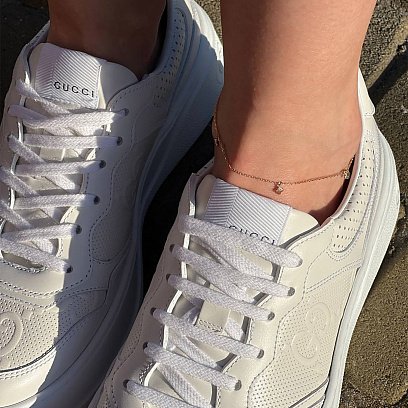 Золотой браслет "Клевер" на ногу б04906 №5