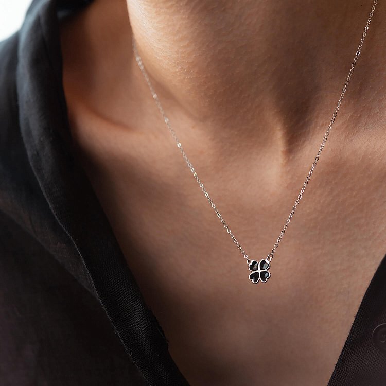 Срібне кольє "Конюшина" (чорна емаль) 181209 від ювелірного магазину Онікс - 8