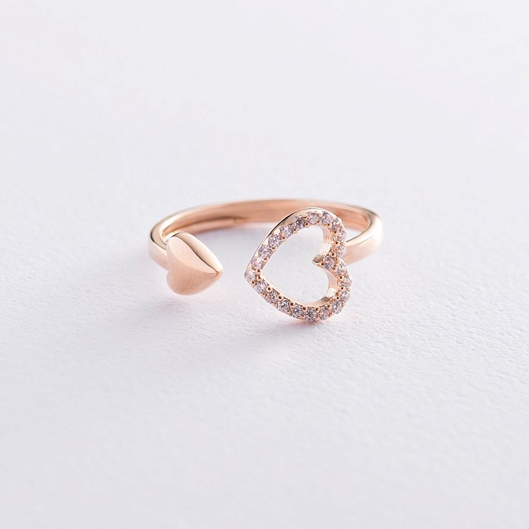 Золотое кольцо "Сердце" (фианиты) к06516 от ювелирного магазина Оникс