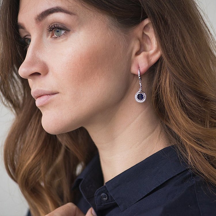 Золотые серьги с сапфирами и фианитами 14050574 от ювелирного магазина Оникс - 4