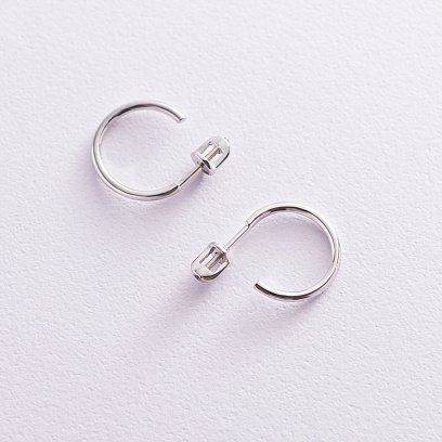 Серьги-пусеты "Келли" в белом золоте с06983