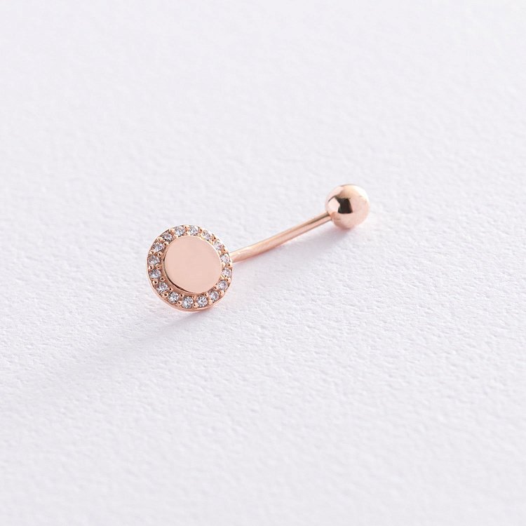 Золотий пірсинг в пупок з фіанітами пир00257 від ювелірного магазину Онікс