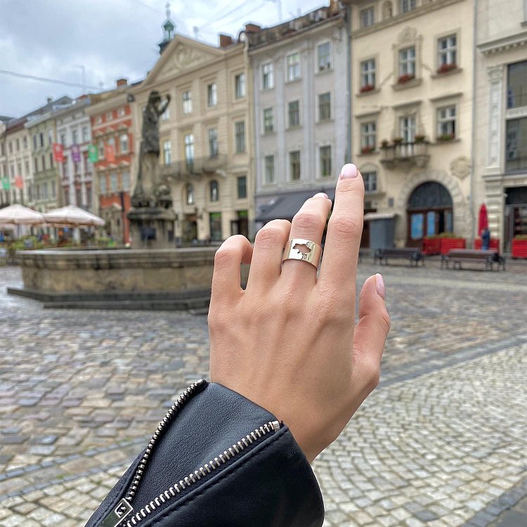 Кольцо "Моя Украина" в белом золоте к07040 от ювелирного магазина Оникс - 14