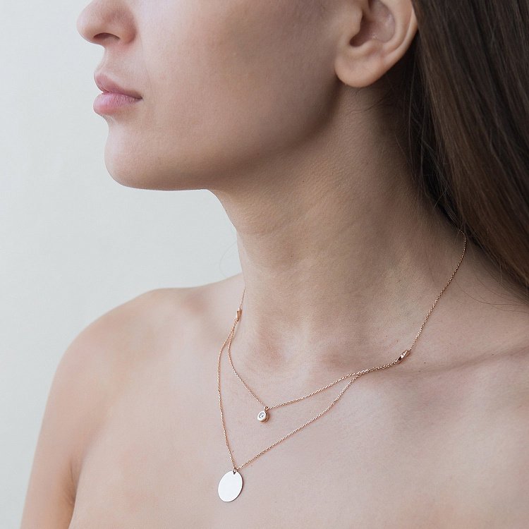 Подвійне золоте кольє з монеткою і фіанітом (можливе гравіювання) кол01573 від ювелірного магазину Онікс - 5