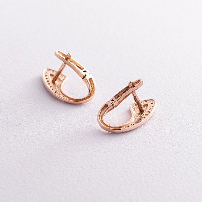 ﻿Золоті сережки "Крапельки" з фіанітами с06088 №3