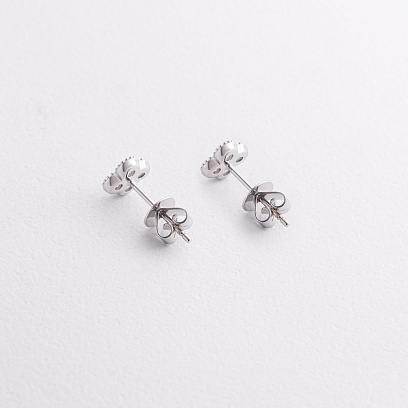 Золотые серьги - пусеты "Клевер" с бриллиантами сб0620lg №3