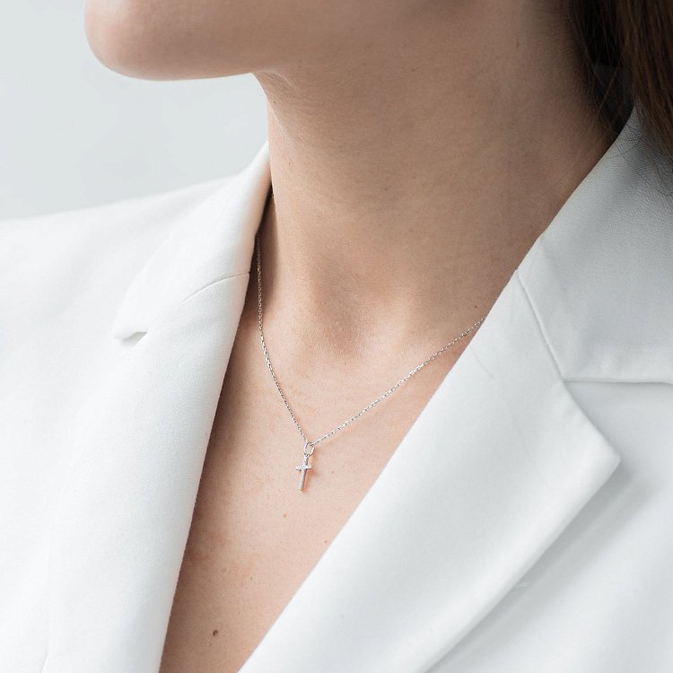 Золотий хрестик з діамантами пб0095ch від ювелірного магазину Онікс - 2