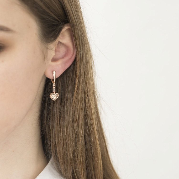 Золоті сережки "Сердечка" (родій) с06109 від ювелірного магазину Онікс - 3