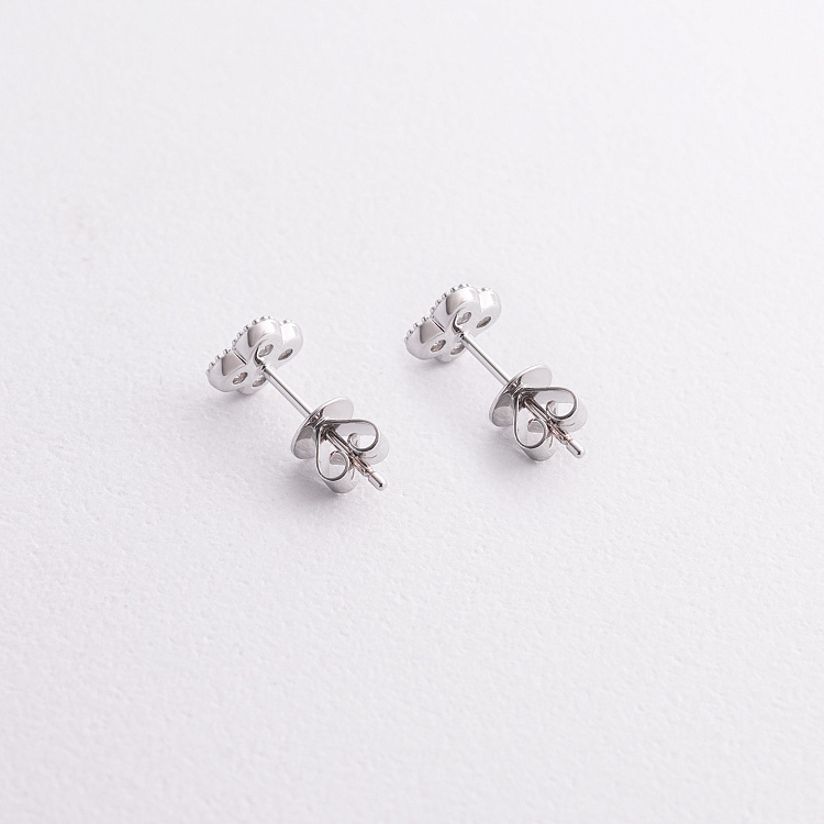 Золотые серьги - пусеты "Клевер" с бриллиантами сб0620lg от ювелирного магазина Оникс - 2