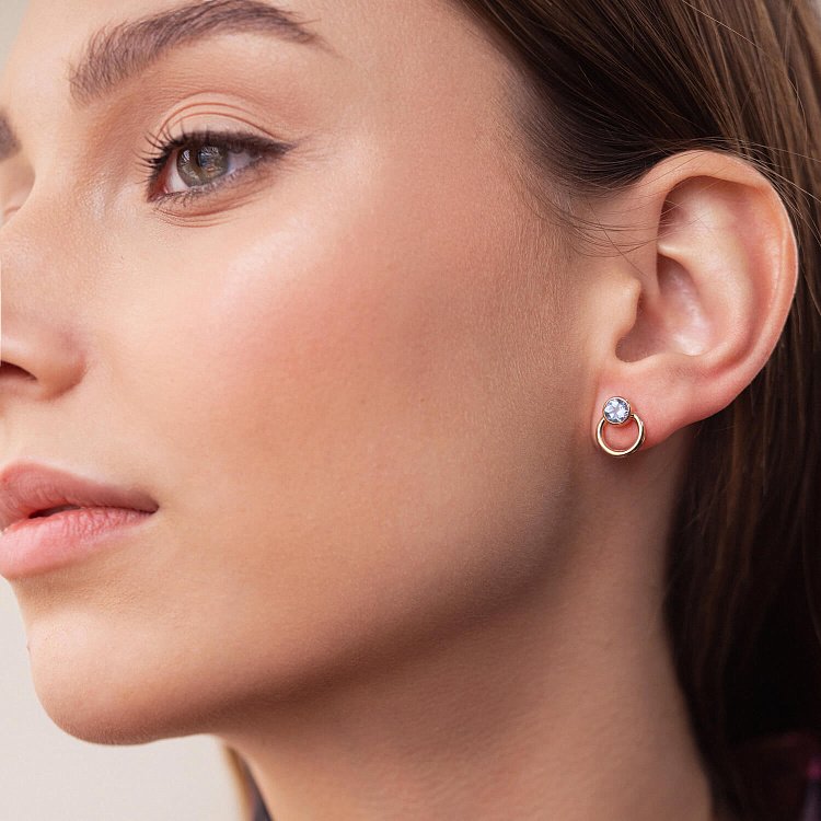 Сережки - пусети "Ейпріл" з топазами (червоне золото) с08230 від ювелірного магазину Онікс - 3