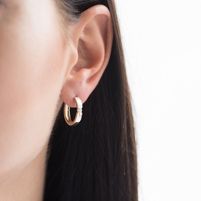 Золоті сережки-кільця з фіанітом с06456 №2