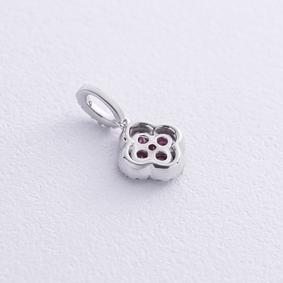 Золотой кулон "Клевер" (бриллианты, рубины) пб0323cha №3