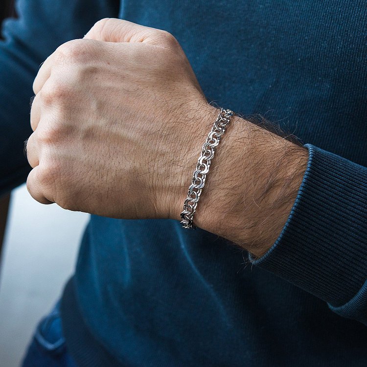 Чоловічий срібний браслет (Гарібальді 1.0 см) р021751 від ювелірного магазину Онікс - 1