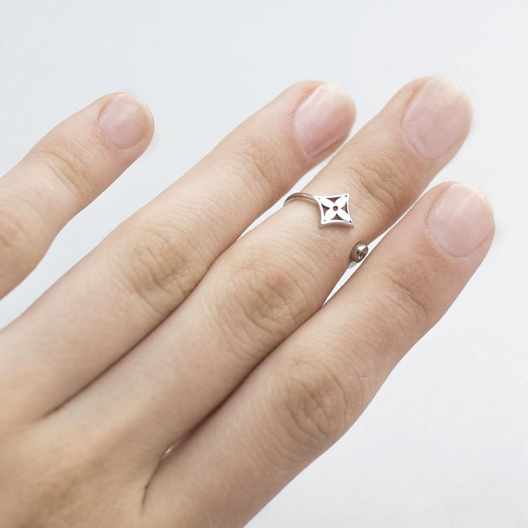 Золота каблучка "Конюшина" з фіанітом на фалангу к232б від ювелірного магазину Онікс - 1