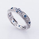 Срібний перстень з синіми фіанітами 111927 от ювелирного магазина Оникс