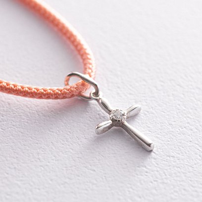 Серебряный крестик с фианитом 131506 №3