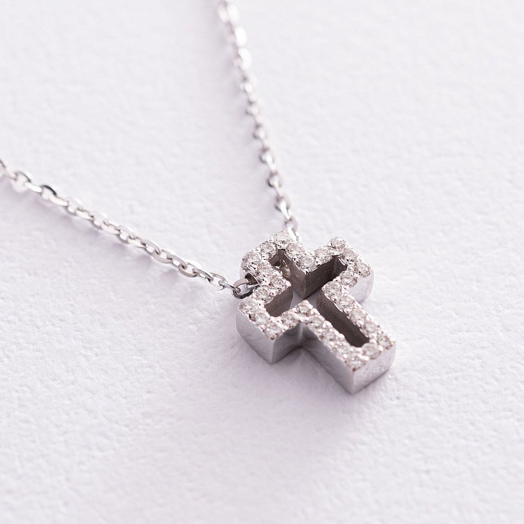 Золотое колье "Крестик" с бриллиантами 104-10030 от ювелирного магазина Оникс - 4