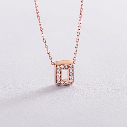 Золотое колье с буквой "О" (фианиты) кол01255О №3