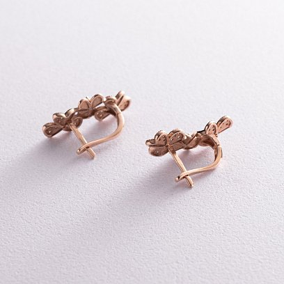 Золоті сережки з квіточками (фіаніт) с06173 №3