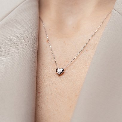 Золоте кольє "Сердечко" з фіанітом кол02138 №4