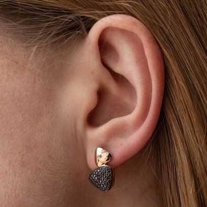 Золоті сережки з коричневими фіанітами с06135 №4