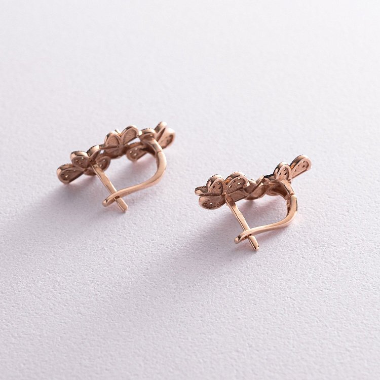 Золоті сережки з квіточками (фіаніт) с06173 від ювелірного магазину Онікс - 2