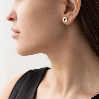 Сережки-пусети "Колібрі" в червоному золоті с06703 №2