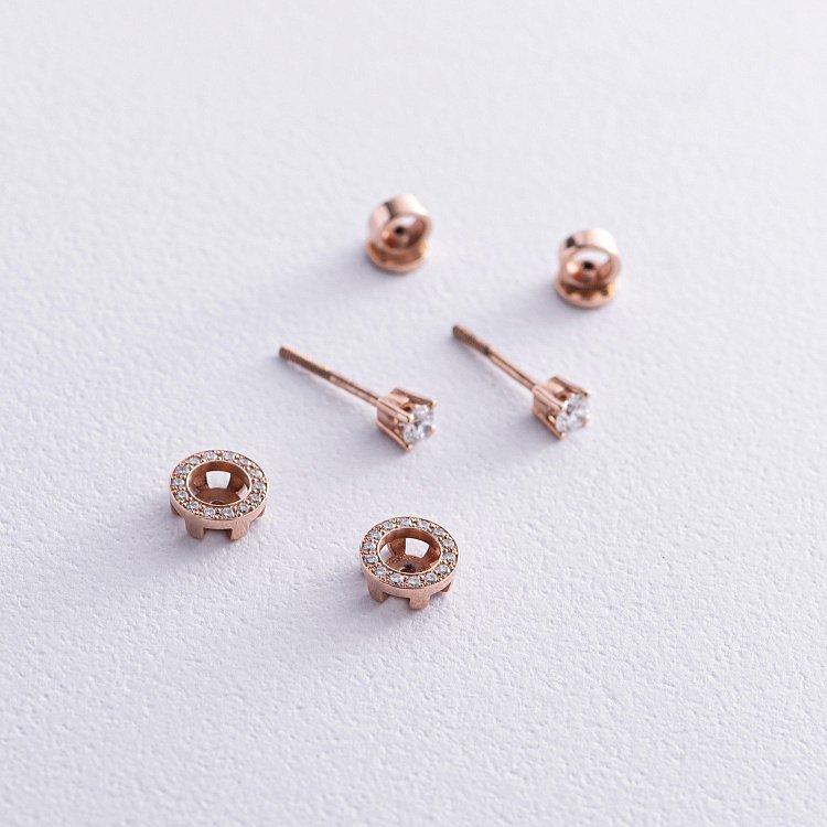 Золотые серьги - пусеты 2 в 1 с бриллиантами 330752421 от ювелирного магазина Оникс - 3