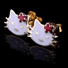 Золоті сережки-пусети "Hello Kitty" (емаль) с01709 от ювелирного магазина Оникс