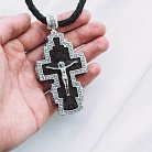 Мужской православный крест из эбенового дерева и серебра (на шнуре) эбен от ювелирного магазина Оникс - 13